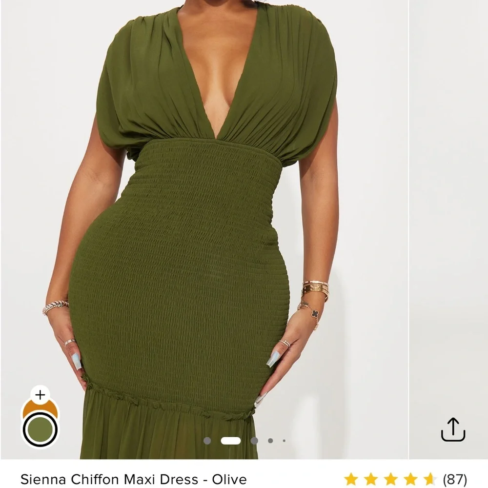 Fashion Nova Green Tiered Ruffled Maxi Dress - Picture 6 of 7